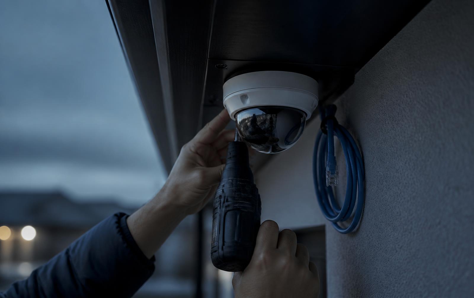 Instalación de una cámara de seguridad tipo domo con cable de red